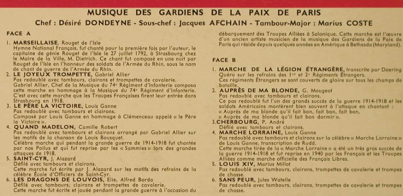 Musique des Gardiens de la Paix: Marches Militaires Francaises, Musidisc(CV 970), F,VG+/m-,  - LP - H5329 - 6,00 Euro