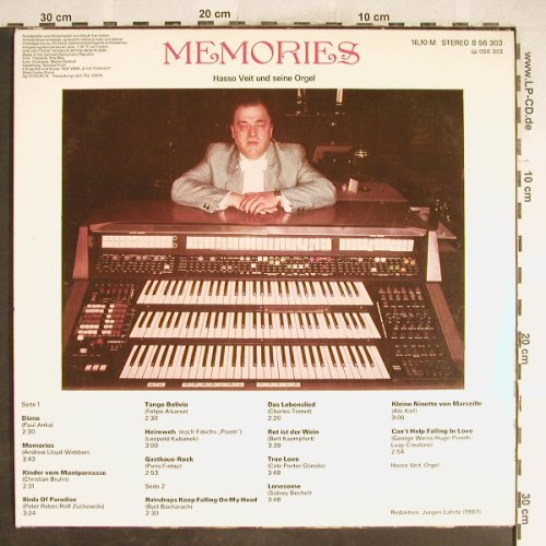Veit,Hasso  und seine Orgel: Memories, vg+/vg+, Amiga(8 56 303), DDR, 1987 - LP - H6629 - 6,00 Euro