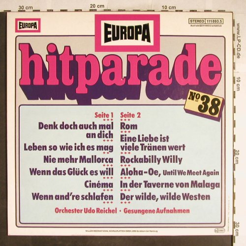Reichel,Udo - Orchester: Hitparade No.38, gesungene Aufn., Europa(111 893.5), D, 1980 - LP - H6638 - 5,00 Euro