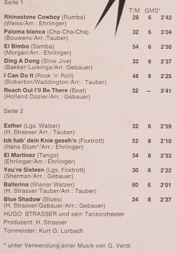 Strasser,Hugo & Tanz-Orch.: Die Tanzplatte des Jahres 75/76, EMI (C 062-29 586), D, 1975 Typ: LP Best.-Nr.: V2041 Preis: 6,00 Euro