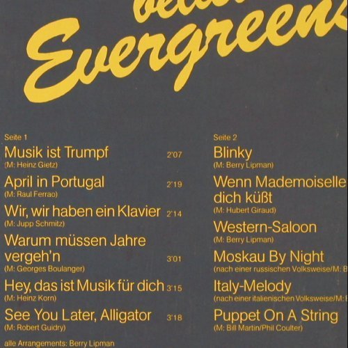 Lambert,Franz: sp.Beliebte Evergreens, Notenheft, EMI (066-32 312), D, Foc, 1977 Typ: LP Best.-Nr.: V2289 Preis: 7,50 Euro