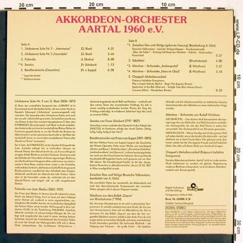 Akkordeon Orchester Aartal 1960 e.V: Ltg.:Helga Bergholz, Eberh.Pallasch, Ton Studio Bauer (65 088 A/B), D, Foc, 1980 Typ: LP Best.-Nr.: V2368 Preis: 7,50 Euro