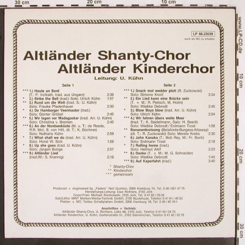 Altländer Shanty-Chor / Kinderchor: Heute an Bord, Faders/Neil Quinton (66.23539), D,Teldec Typ: LP Best.-Nr.: V2462 Preis: 7,50 Euro