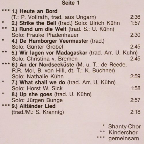 Altländer Shanty-Chor / Kinderchor: Heute an Bord, Faders/Neil Quinton (66.23539), D,Teldec Typ: LP Best.-Nr.: V2462 Preis: 7,50 Euro