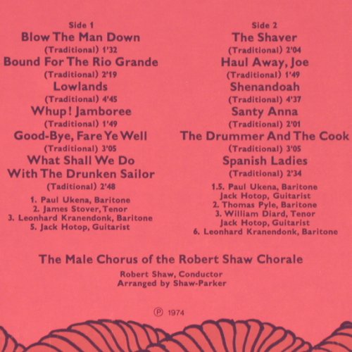 Shaw,Robert Chorale: Shanties, RCA International(PJM1-8008), D, 1974 - LP - V2469 - 7,50 Euro