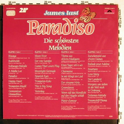 Last,James: Paradiso-Die schönsten Melodien,Foc, Polydor, Club Edition (14 447 7), D, 1986 Typ: 2LP Best.-Nr.: V2483 Preis: 7,50 Euro