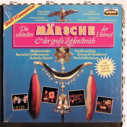 V.A.Die schönsten Märsche d.Heimat: & der Große Zapfenstreich, Foc, Karussell (819 310-1), D,FS-NEW, 1974 Typ: 3LP Best.-Nr.: V2956 Preis: 9,00 Euro