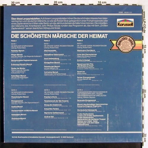 V.A.Die schönsten Märsche d.Heimat: & der Große Zapfenstreich, Foc, Karussell (819 310-1), D,FS-NEW, 1974 Typ: 3LP Best.-Nr.: V2956 Preis: 9,00 Euro