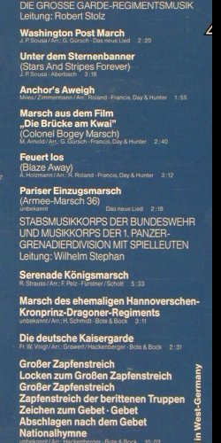 V.A.Die schönsten Märsche d.Heimat: & der Große Zapfenstreich, Foc, Karussell (819 310-1), D,FS-NEW, 1974 Typ: 3LP Best.-Nr.: V2956 Preis: 9,00 Euro