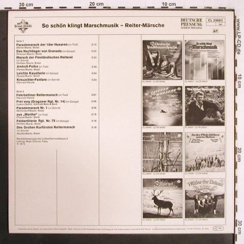 Luftwaffenmusikkorps 3: Reiter Märsche, Major Ottomar Fabry, Heimat Melodie (CL 29683 AF), D,rec.1972, 1979 Typ: LP Best.-Nr.: V3050 Preis: 7,50 Euro