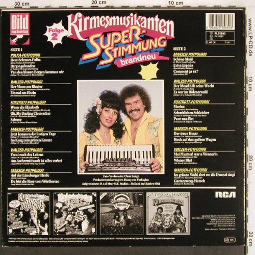 Kirmesmusikanten:&nbsp;Superstimmung Folge 2, RCA (PL 70583), D, 1984 Typ:&nbsp;LP Best.-Nr.:&nbsp;V326 Preis:&nbsp; 5,00 Euro