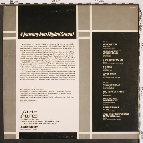 Mantovani Orchestra: A Journey Into Digital Sound, AFE (AFE 6305), US,m-/vg+, 1981 Typ: LP Best.-Nr.: V3494 Preis: 7,50 Euro