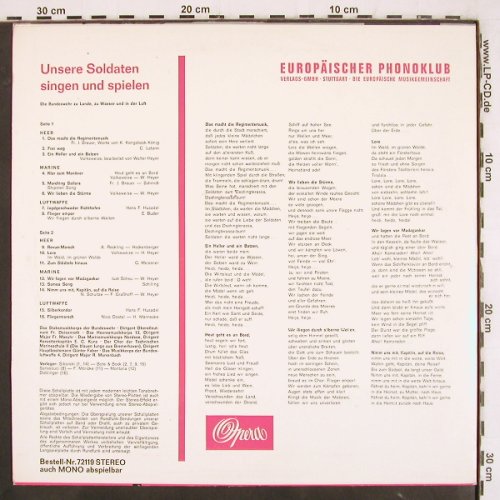 V.A.Unsere Soldaten Singen uSpielen: Die Bundeswehr zu Lande,zuWasser.., Opera(72119), D, m-/vg+,  - LP - V3544 - 5,00 Euro