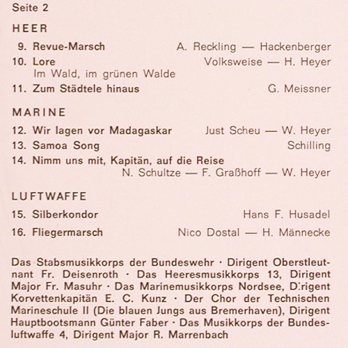 V.A.Unsere Soldaten Singen uSpielen: Die Bundeswehr zu Lande,zuWasser.., Opera(72119), D, m-/vg+,  - LP - V3544 - 5,00 Euro