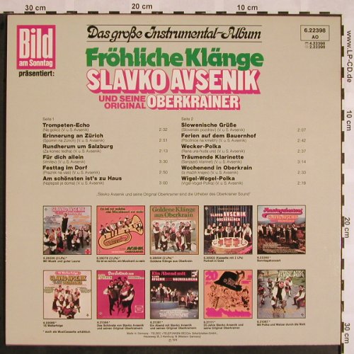 Avsenik,Slavko & Orig.Oberkrainer: Fröhliche Klänge gr.Instrum.-Album, Telefunken(6.22398 AO), D, 1976 - LP - X1050 - 5,50 Euro