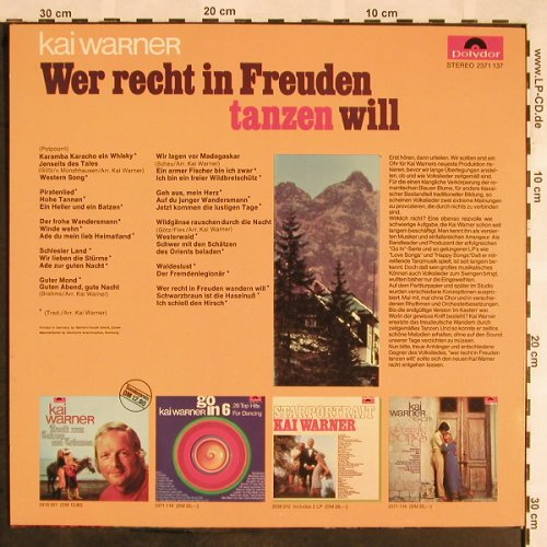 Warner,Kai: Wer recht in Freuden tanzen will, Polydor(2371 137), D, 1971 - LP - X1408 - 12,50 Euro
