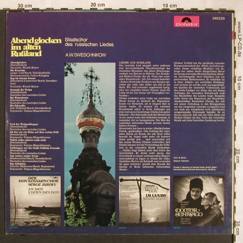 Staatschor des russischen Liedes: Abendglocken im alten Rußland'58, Polydor(249 229), D,  - LP - X1688 - 7,50 Euro