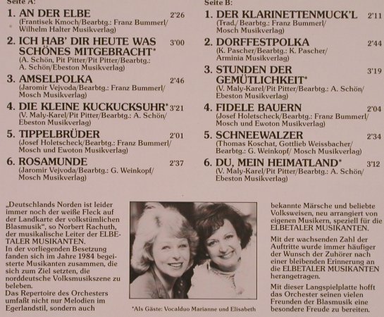 Elbetaler Musikanten: Volkstümliche Blasmusik.., Ebeston(E-ST 8601), D, 1986 - LP - X248 - 6,00 Euro