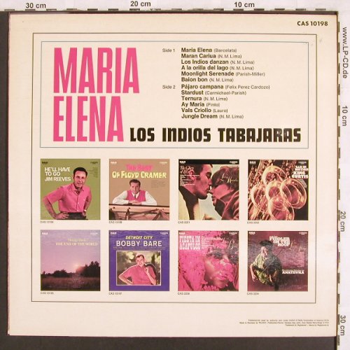 Los Indios Tabajaras: Maria Elena, vg+/m-, RCA Camden(CAS 10 198), D,  - LP - X3289 - 6,00 Euro