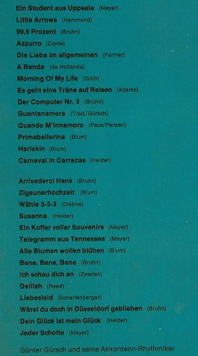 Gürsch,Günther & Akkord.Rhythmiker: Das gr.Akkordeon Schlager Potpourri, Tip(633 136), D, Folge 4, 1969 - LP - X3599 - 9,00 Euro