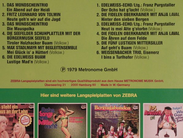 V.A.Ein Abend auf der Heidi: Mondschein Trio..WeissenbacherTrio, Zebra(0091.577), D, 1979 - LP - X3921 - 6,00 Euro