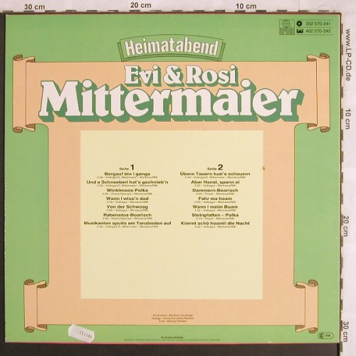 Mittermaier,Evi & Rosi: Heimatabend, Ariola(202 570-241), D, 1981 - LP - X3930 - 7,50 Euro