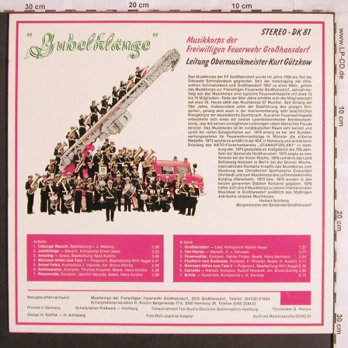 Musikkorps der Freiw.Feuerwehr: Großhansdorf-Jubelklänge,K.Gützkow, Clearsound(DK 81), D,  - LP - X3972 - 9,00 Euro
