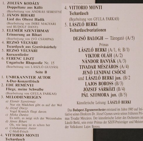 Budapest Gipsy Orchestra: Same, Laszlo Berki, Hungaroton(SLPD 10233), H, 1989 - LP - X5200 - 7,50 Euro