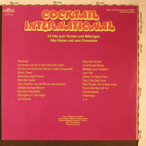 Weiss,Otto u. Walt Günter: Cocktail International,54-Hits..Foc, Intercord(27 886-1), D, DSC, 1979 - 2LP - X5205 - 7,50 Euro