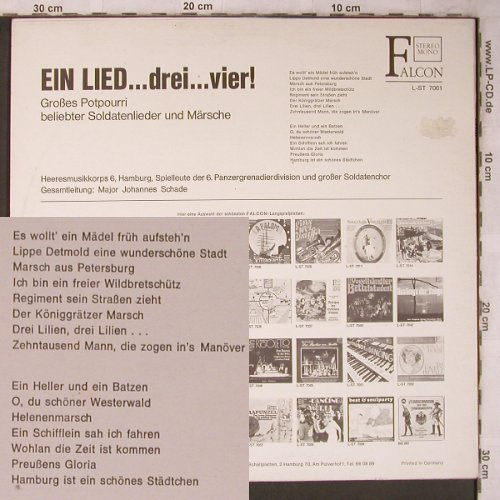 Heeresmusikkorps 6 Hamburg: Ein Lied 3...4, gr. Potpouri, Falcon(L-ST 7061), D,  - LP - X5735 - 9,00 Euro