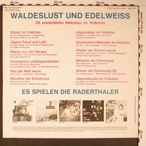 Raderthaler: Waldeslust und Edelweiss, Volksplatte(SMVP 6147), D,  - LP - X5859 - 5,00 Euro