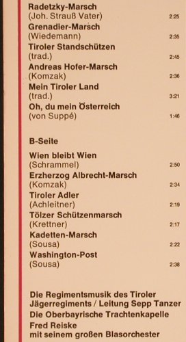 V.A.Platz-Konzert: Tiroler Jägerregiment...Fred Reiske, Maritim(47 012), D,  - LP - X5869 - 6,00 Euro