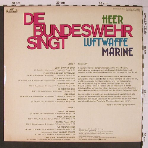 V.A.Die Bundeswehr singt: Heer, Luftwaffe, Marine, Intercord / BILD(INT 150.024), D, 1976 - LP - X6698 - 6,00 Euro