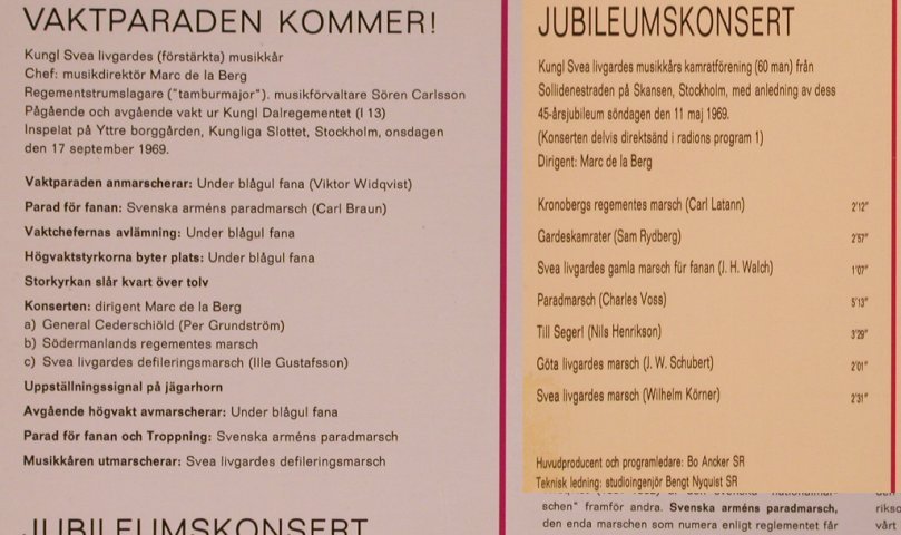 Kungl Svea livgardes musikkar: Vaktparaden Kommer!, Swedish Society(SLT 33193), D, 1970 - LP - X7194 - 12,50 Euro