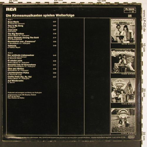Kirmesmusikanten: spielen Welterfolge, RCA(PL 29435), D, 1978 - LP - X9334 - 6,00 Euro