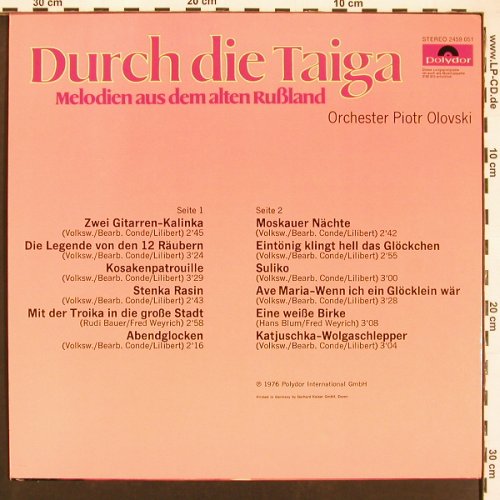 Olovski Orchester,Piotr: Durch die Taiga, Polydor(2459 051), D, 1976 - LP - X9418 - 6,00 Euro