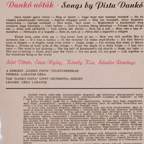 Danko Notak: Songs by Pista Danko (Gipsy Orch), Qualiton(LPX 10094), H, vg+/m-,  - LP - X9551 - 5,00 Euro