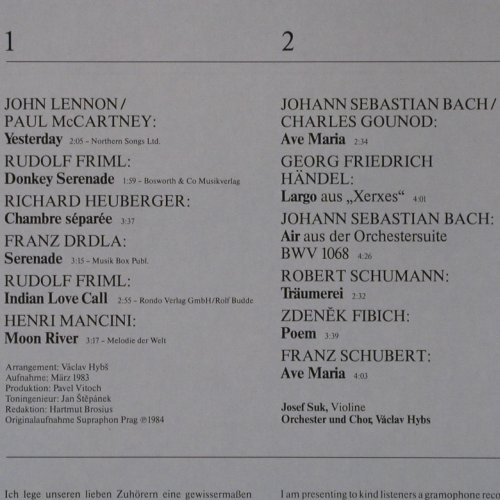 Suk,Josef: Yesterday,Welterfolge.Bach, Beatles, Ariola Club Ed(42 430 9), D,m--/m-, 1984 - LP - Y1435 - 7,50 Euro