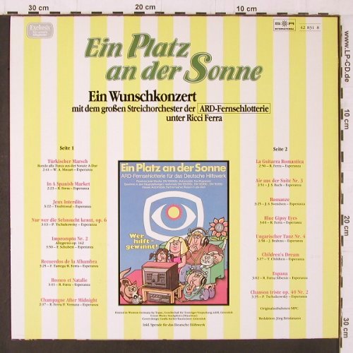 V.A.Ein Platz an der Sonne: Ein Wunschkonzert, SR(42 831 8), D, 1985 - LP - Y1436 - 6,00 Euro