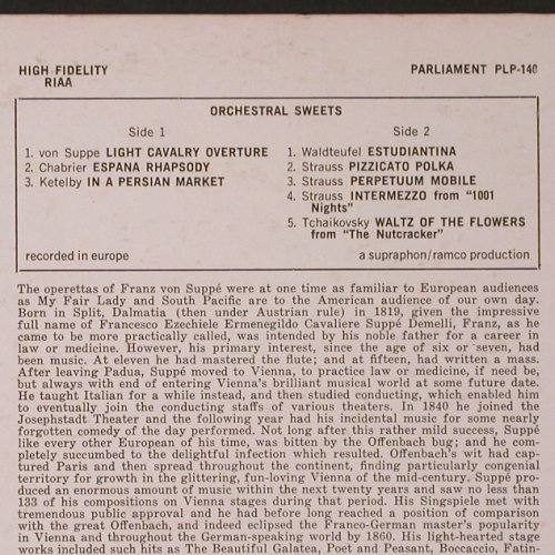 V.A.Orchestral Sweets: Von Suppe, Chabrier, Ketelby.., Parliament Rec.(PLP-140), US, 1961 - LP - Y1437 - 7,50 Euro