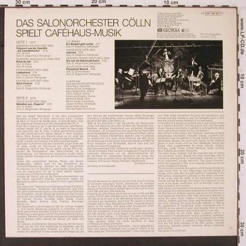 Salonorchester Cölln: spielt Salonmusik, Le Nouveau Salon, Harmonia Mundi(067-99 947), D, 1982 - LP - Y1441 - 7,50 Euro