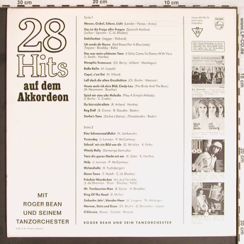 Bean,Roger und sein Tanzorchester: 28 Hits auf Akkordeon, Mono, Philips(843 785 PY), D, 1966 - LP - Y2739 - 7,50 Euro