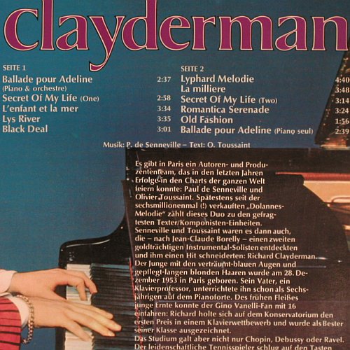 Clayderman,Richard: Ballade Pour Adeline, Telefunken(6.23301 AO), D, 1977 - LP - Y3279 - 6,00 Euro