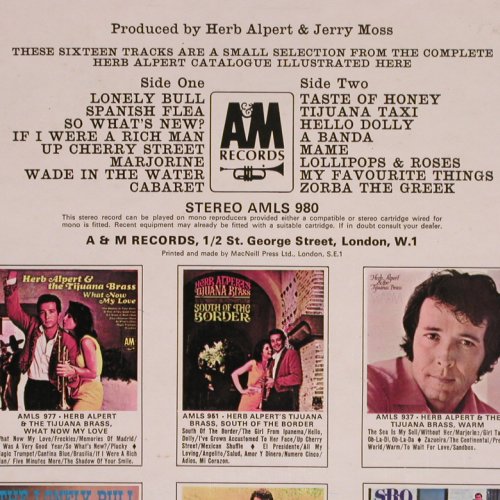 Alpert,Herb & Tijuana Brass: Greatest Hits, Foc, AM(AMLS 980), UK, 1970 - LP - Y4851 - 7,50 Euro