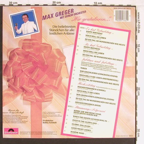 Greger,Max: Wir gratulieren (45 rpm), Polydor(821 766-1), D, 1984 - 12inch - Y5250 - 5,00 Euro