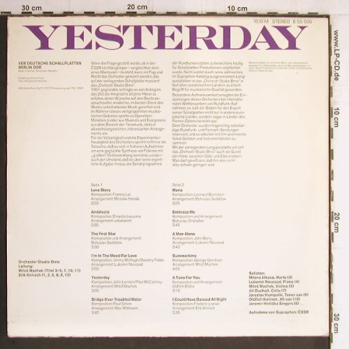 Orchester Studio Brno: Yesterday, m-/vg+, Amiga(8 55 556), DDR, 1976 - LP - Y5314 - 5,00 Euro