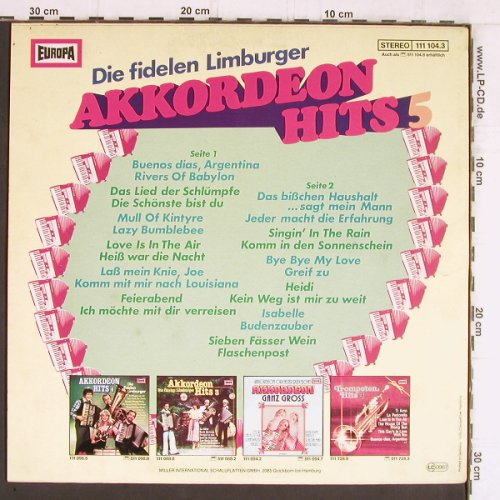 Fidelen Limburger,Die: Akkordeon Hits 5, Europa(111 104.3), D, 1978 - LP - Y5365 - 5,00 Euro