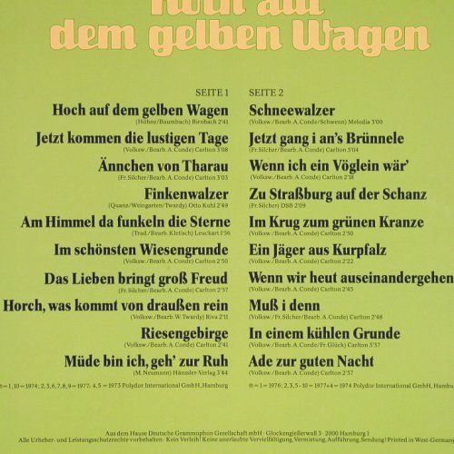 Fischer Chöre: Hoch auf dem gelben Wagen, Polydor Club-Ed.(42 222 0), D,  - LP - Y5427 - 5,00 Euro