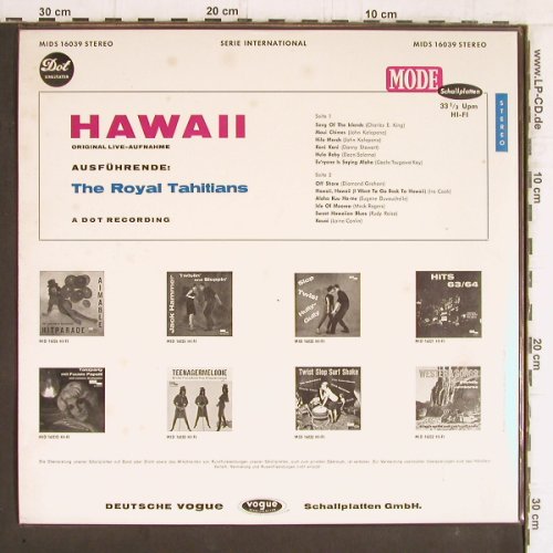 Royal Tahitians: Hawaii, orign Live-Aufnahme, vg+/m-, Mode/DOT Recording(MIDS 16039), D,  - LP - Y5435 - 4,00 Euro