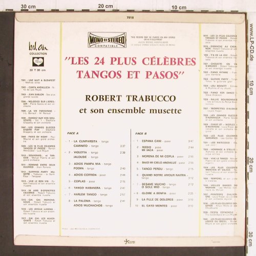 Trabucco,Robert  et son Ens.Musette: Les 24 Plus Celebres Tangos etPasos, Bel Air(7018), F,  - LP - Y5600 - 9,00 Euro